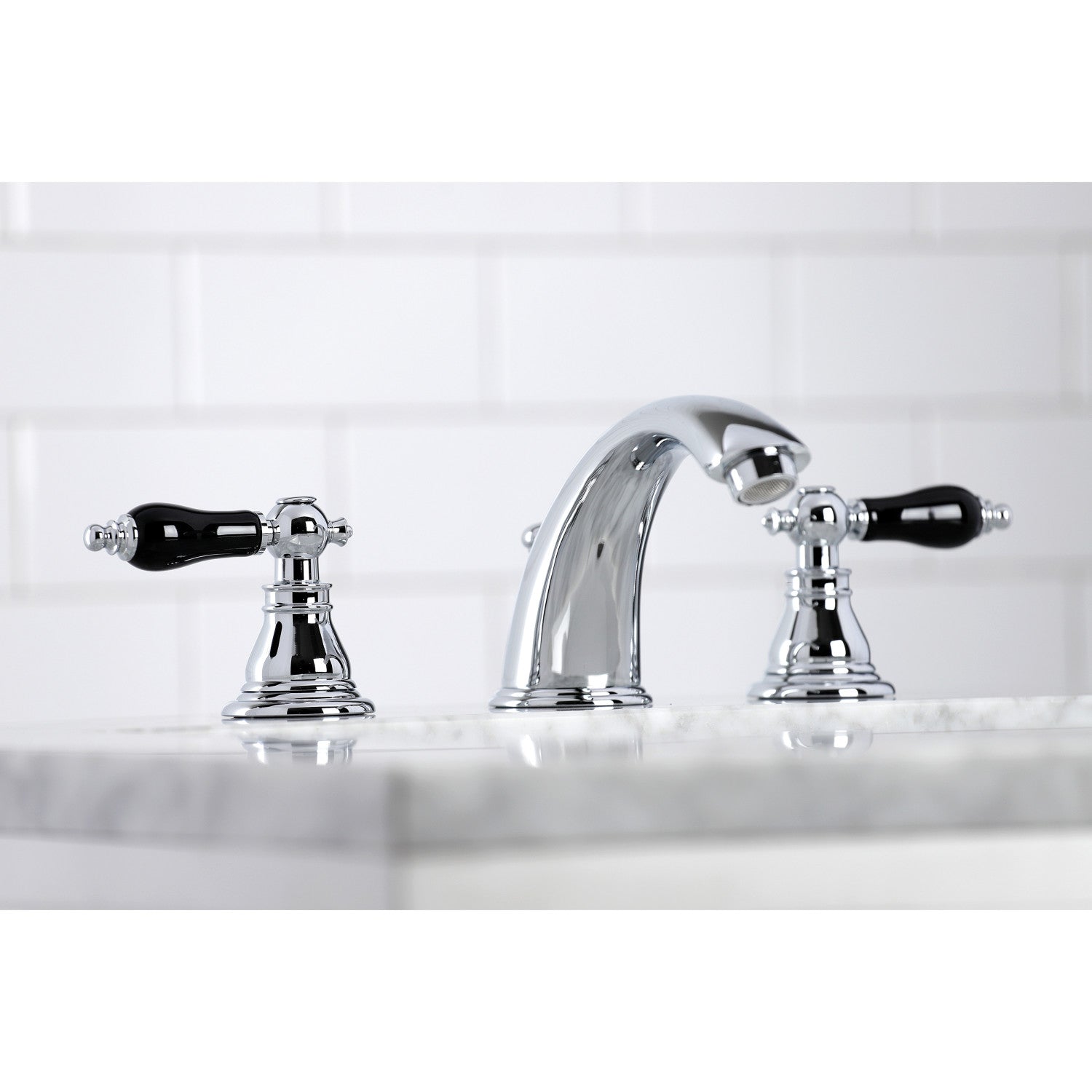 Kingston Heirloom KB961AKL - Duchess Two-Handle 3-Hole Deck Mount Widespread Bathroom Faucet with Pop-Up Drain, Polished Chrome — thumbnail 3